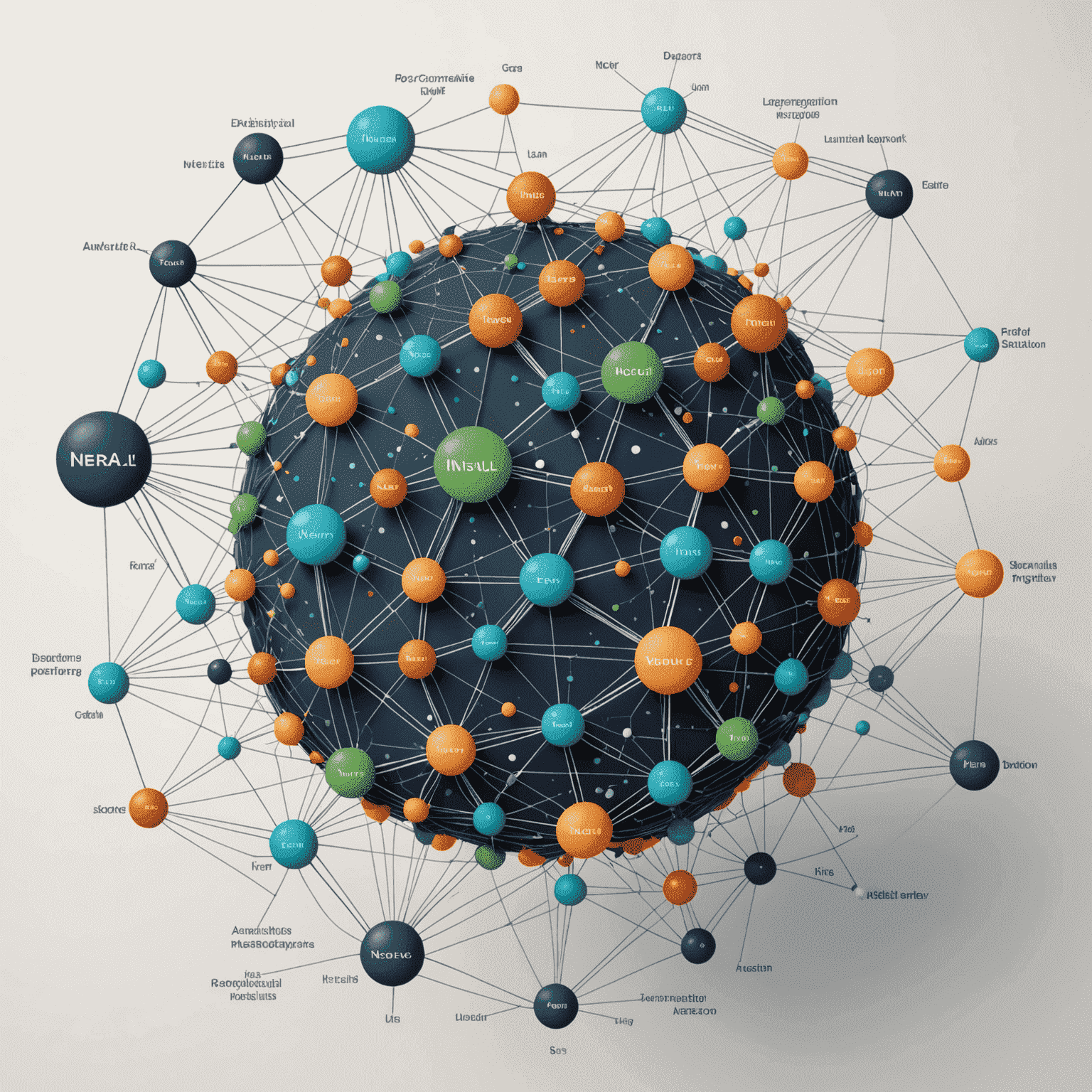 Representación visual de redes neuronales procesando texto en múltiples idiomas, mostrando conexiones complejas entre nodos que simbolizan el análisis avanzado del lenguaje natural